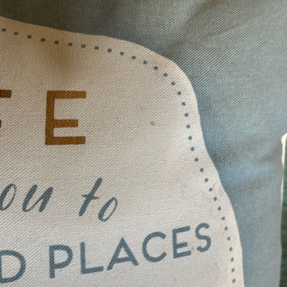 Decorative accent pillow colors blue tan white and gold - Picture 4 of 5